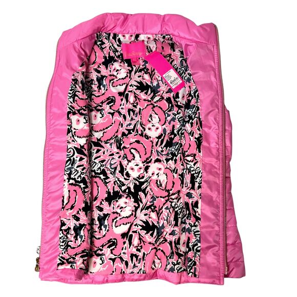 Lilly Pulitzer Elyn Puffer Vest 60th Anniversary Print Pink Size XS NWT - Picture 4 of 14
